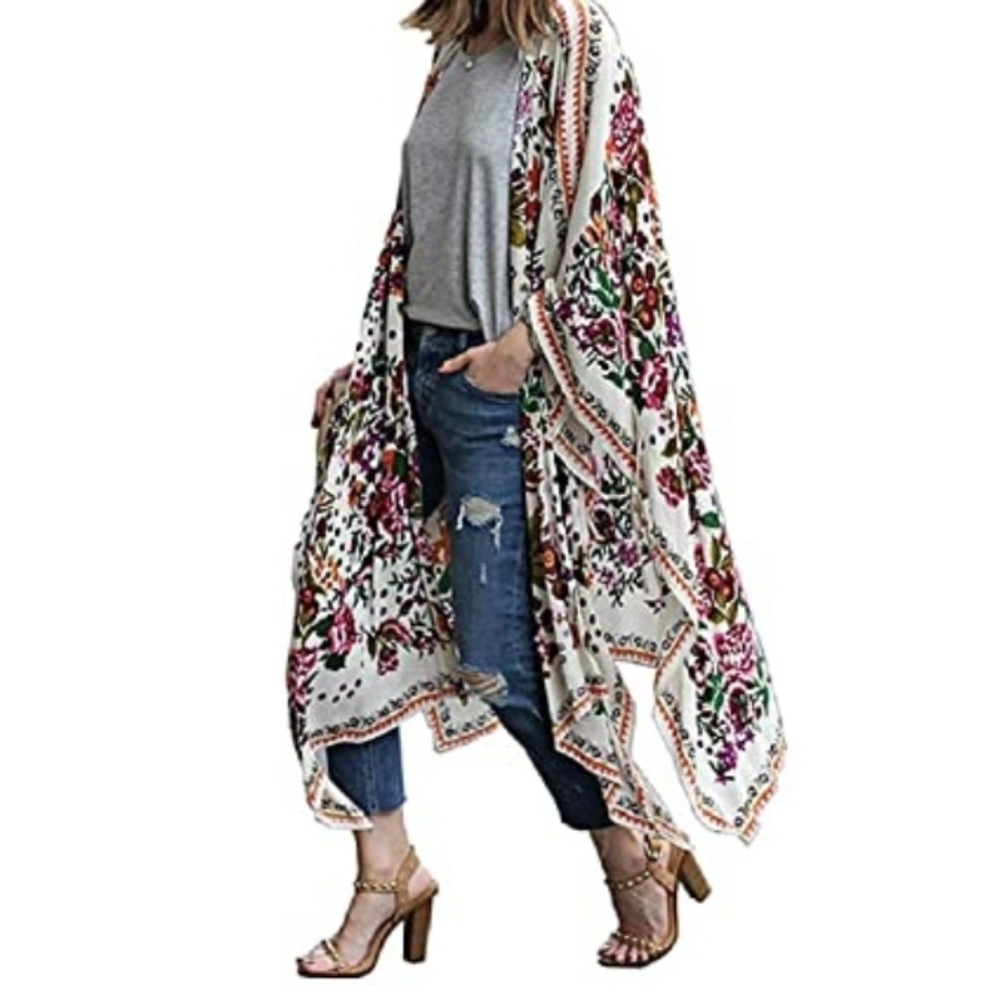 Floral Print Kimono Sheer